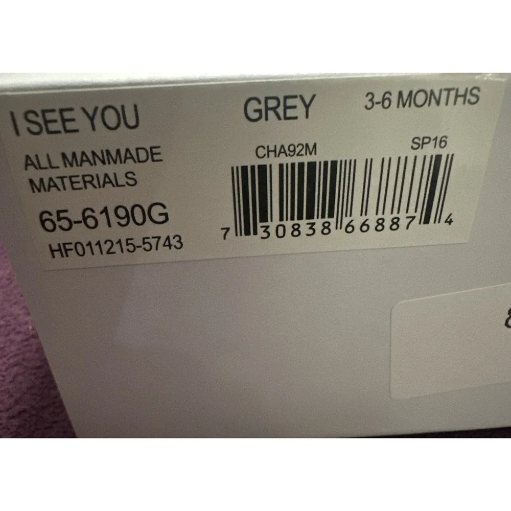 Rosie Pope Infant 3-6 Months I See You Crib Embroidered Shoes Gray Pre-walker